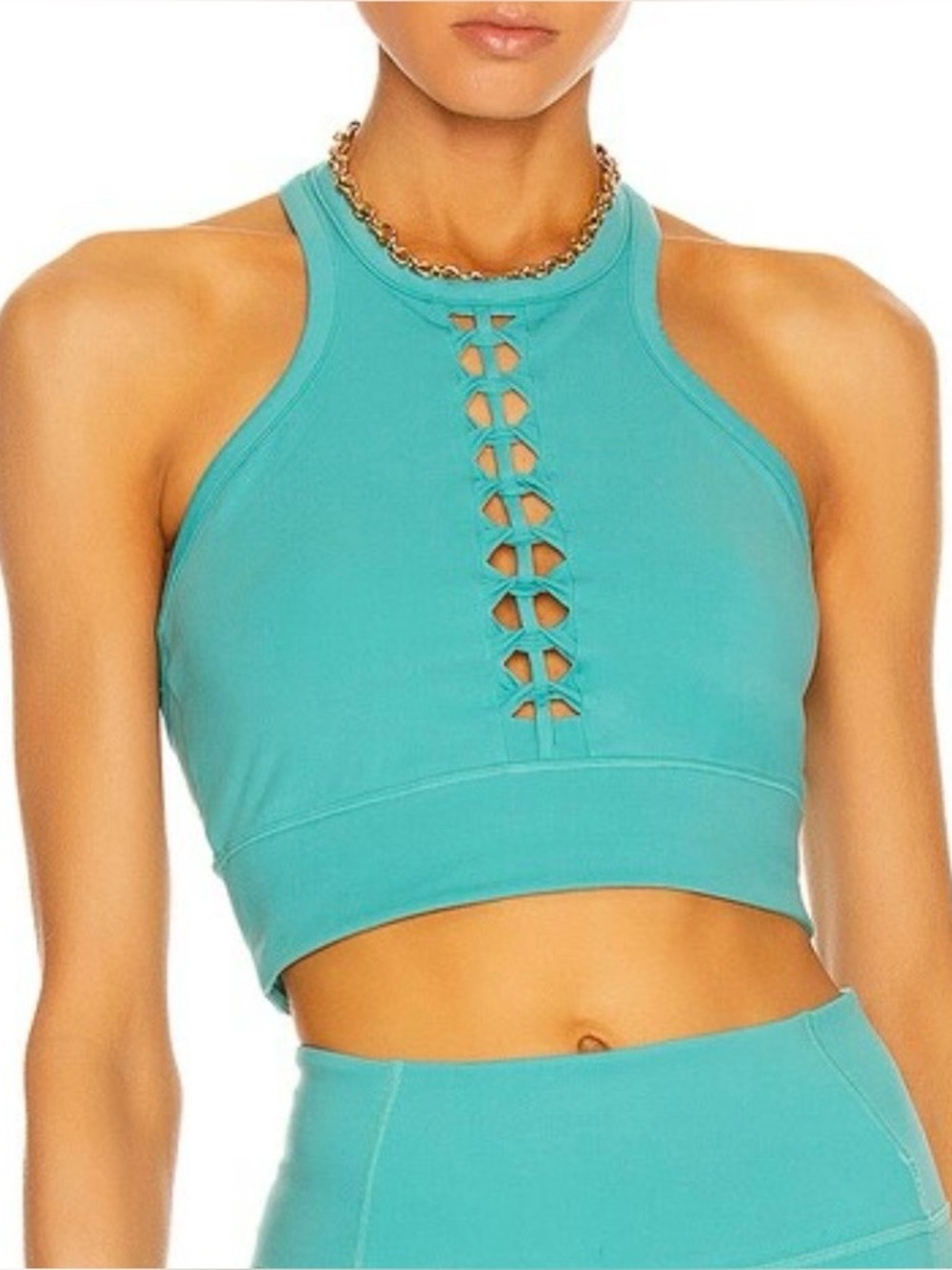 LE ORE BANDIER Jade Lucca Racer Front Bra Low‎ Impact T Back Active Yoga Size M